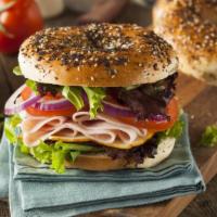 Turkey ham - Bagel · Turkey ham with mayo, mustard, lettuce, pickles, tomatoes, peppers, onions, sprouts and cucu...