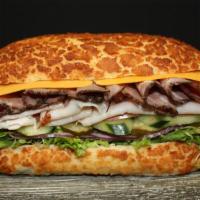 BSC Supreme on Bagel · Turkey, roast beef and cheese with mayo, mustard, lettuce, pickles, tomatoes, peppers, onion...