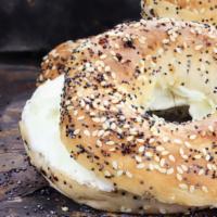 Bagel with Plain Cream Cheese · Fresh baked bagel of your choice with plain cream cheese spread