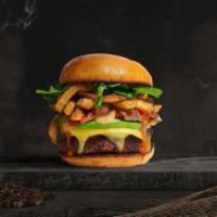 Fire A Fry Burger  · Seasoned Impossible meat patty topped with fries, avocado, melted vegan cheese, onion, lettu...