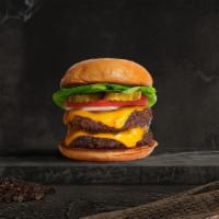 Two Vs In A Pod Burger  · Two seasoned Impossible meat patties topped with melted vegan cheese, lettuce, tomato, onion...