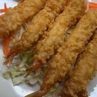 Shrimp Tempura · 5 golden fried large shrimps served with thai sweet dipping sauce