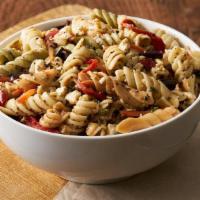 Pasta Salad · Spiral tricolor rotelli egg pasta, artichoke pieces and fresh mushroom slices dressed with o...