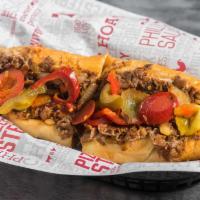 Pat's BBQ (Large) · Includes Smoky BBQ Sauce and Provolone. Choice of hot peppers, sweet peppers and/or onions