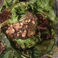 Mixed Green Salad · Organic mixed greens and toasted walnuts in vinaigrette.