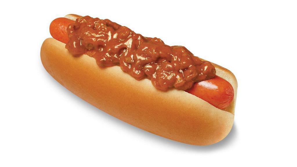 Chili Dog · A delicious hot dog in a fresh, steamed bun topped with Wienerschnitzel's secret recipe Chili Sauce.
