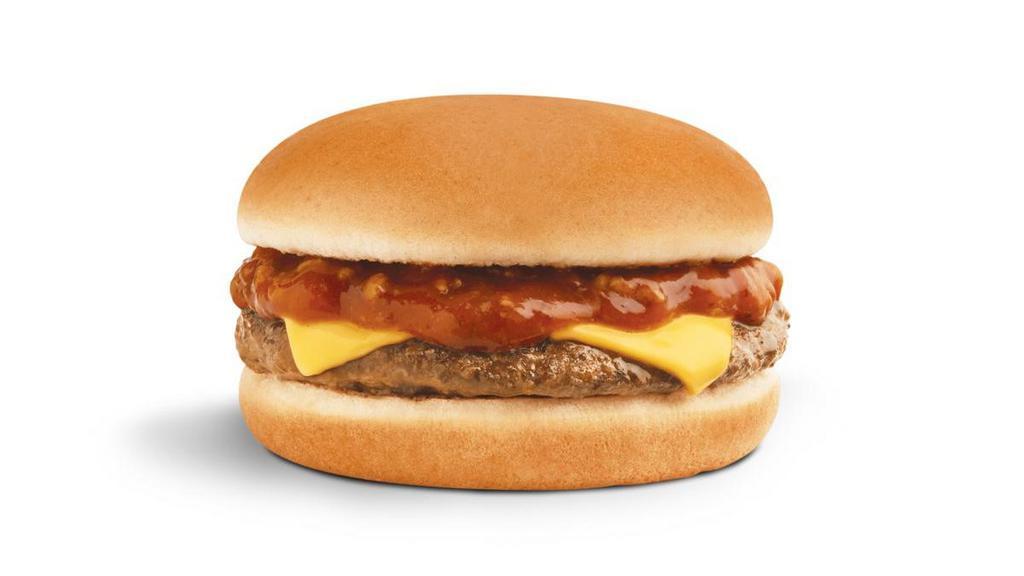 Chili Cheeseburger · A juicy 100% USDA all-beef hamburger patty grilled to perfection, topped with Wienerschnitzel's world famous Chili Sauce made from a secret recipe and a slice of American cheese served on a toasted bun.
