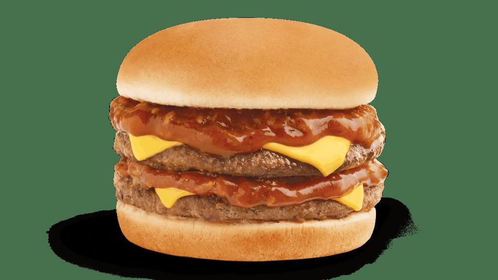 Double Chili Cheeseburger · Two juicy 100% USDA all-beef hamburger patties grilled to perfection, topped with Wienerschnitzel's world famous Chili Sauce made from a secret recipe and two slices of American cheese served on a toasted bun.