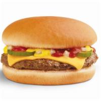 Cheeseburger · A juicy 100% USDA all-beef hamburger patty grilled to perfection topped with a slice of Amer...