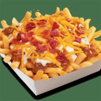 Bacon Ranch Chili Cheese Fries · Golden brown French Fries topped with Wienerschnitzel's world famous Chili Sauce made from a...