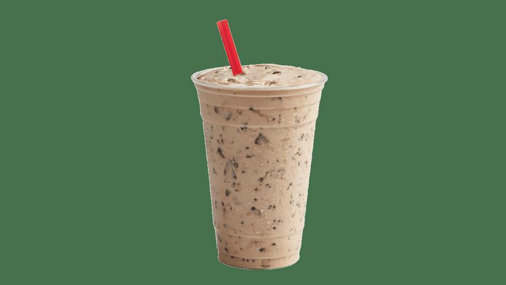 Oreo Cookie Chocolate Shake · Thick and creamy shake made with Tastee Freez Soft Serve, chocolate syrup and OREO cookies.