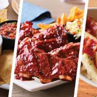 Riblets Family Bundle - Serves 6 · Includes: . - Spinach & Artichoke Dip. - Applebee's Riblets w/Honey BBQ sauce. - Sides: Caes...