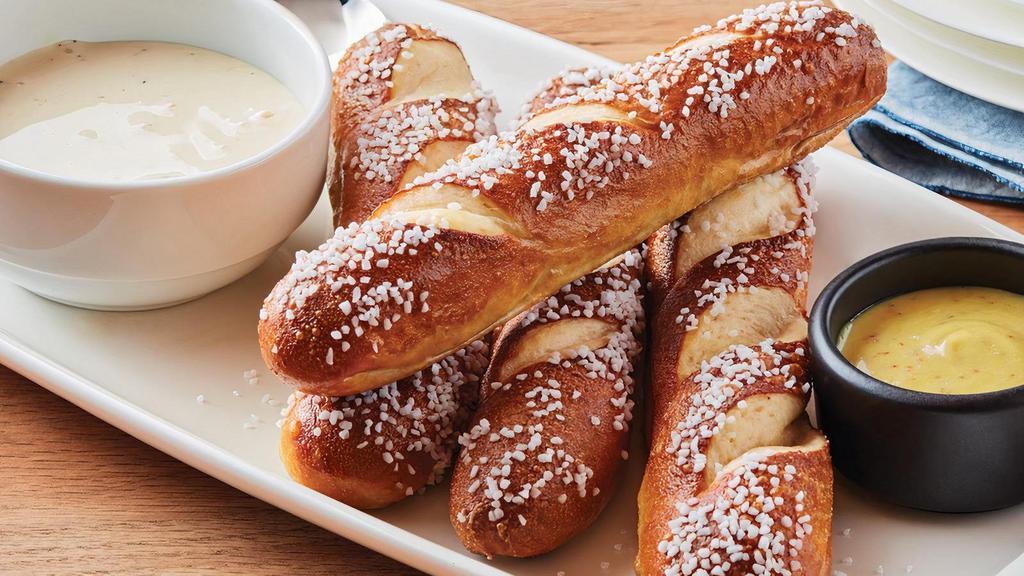 Brew Pub Pretzels & Beer Cheese Dip · Soft, Bavarian-style pretzel sticks are ready to dip in BLUE MOON® white Cheddar beer cheese and honey Dijon mustard.