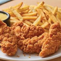 Chicken Tenders Plate · Smaller portion of the Chicken Tenders Platter. Crispy breaded chicken tenders are a grill a...