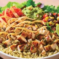 Southwest Chicken Bowl · Grilled chipotle lime chicken on mixed greens and cilantro rice with house-made pico de  gal...