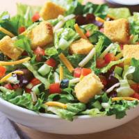 House Salad · Freshly mixed greens, cucumbers, diced tomatoes, cheese and croutons with your choice of dre...