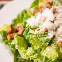 Caesar (Large) · Hearts of romaine, garlic croutons and parmesan - anchovies on request.