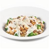 Chicken Addiction Bowl  · A grilled seasoned chicken breast atop whole grain rice and broccoli with grilled mushrooms ...