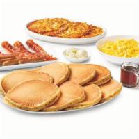 Grand Slam® Pack · 8 buttermilk pancakes, 8 scrambled eggs, 4 bacon strips, 4 sausage links and hash browns. Se...