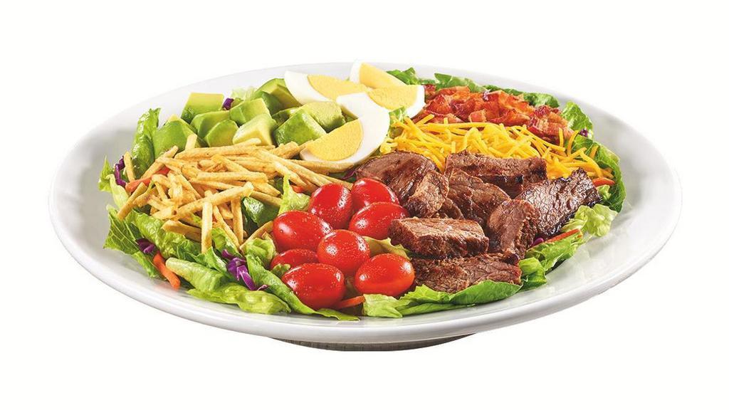 Cobb Salad  · Bacon, fresh avocado, grape tomatoes, Cheddar cheese, hard-boiled egg and potato sticks atop a bed of iceberg mix. Served with choice of dressing.