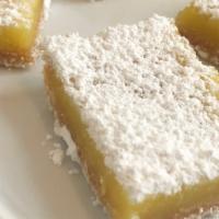 Lemon Bar · A sweet and tart lemony combination!  Shortbread crust base, lemon filling with fresh lemon ...