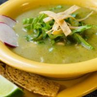 Sopa Del Dia · Our house-made soup of the day. Served with cactus chips.