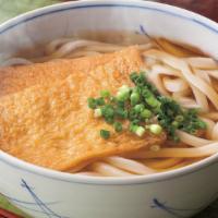 Kitsune(Fried Sweet Tofu) Udon · Kitsune Udon is a Japanese noodle soup in dashi broth, topped with seasoned fried tofu