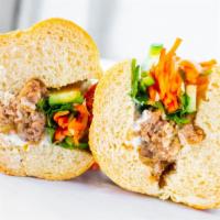 Meatball Sandwich · Pepper water chestnut and pork fat.