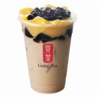 Earl Grey Milk Tea With 3Js · Includes Black Pearls, Pudding, and Grass Jelly