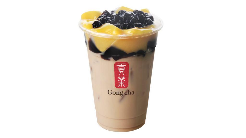 Earl Grey Milk Tea W/ 3 Js (格雷三兄弟)  · Made with diary-free milk. Includes pearls, pudding, and herbal jelly.