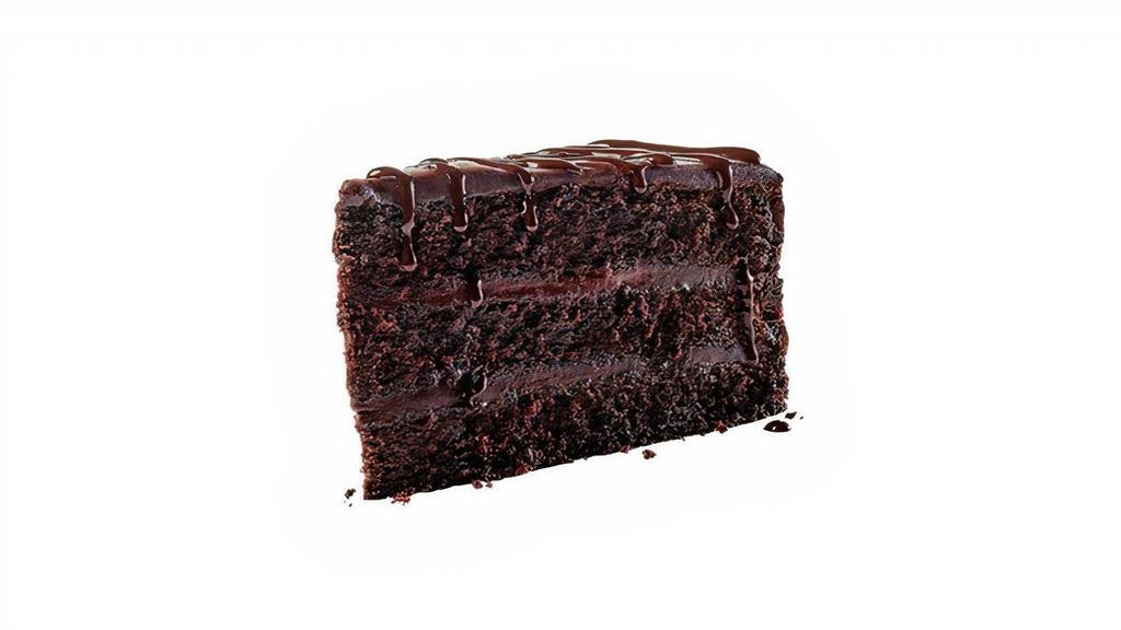 Chocolate Fudge Cake · Big, rich slice of chocolate fudge cake.