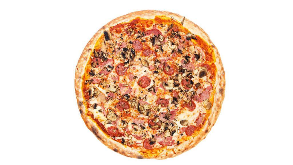 The Motherload Meat Lovers Pizza · Meat Lovers pizza with pepperoni, bacon, ham, and mushrooms