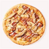 Black Hole Chicken Bacon Ranch Pizza · White pizza with chicken, bacon, and ranch