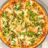 Classic Italian Pizza · Mozzarella ,  Fresh Mozzarella Prosciutto ,Extra virgin olive oil , Arugula and parmigiano ,...