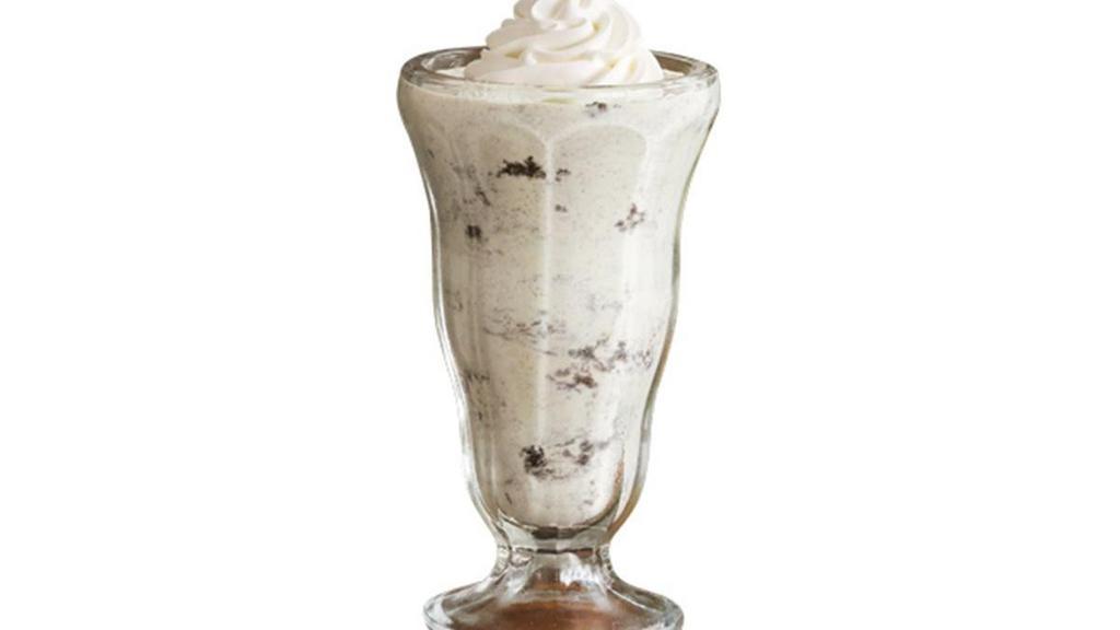 Oreo® Milk Shake · Made with premium vanilla ice cream and OREO® cookie pieces. Topped with whipped cream.