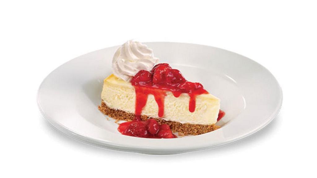 New York Style Cheesecake · Plain or with strawberry topping and whipped cream.