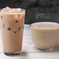 Milk Tea · Black tea with non-dairy creamer.
