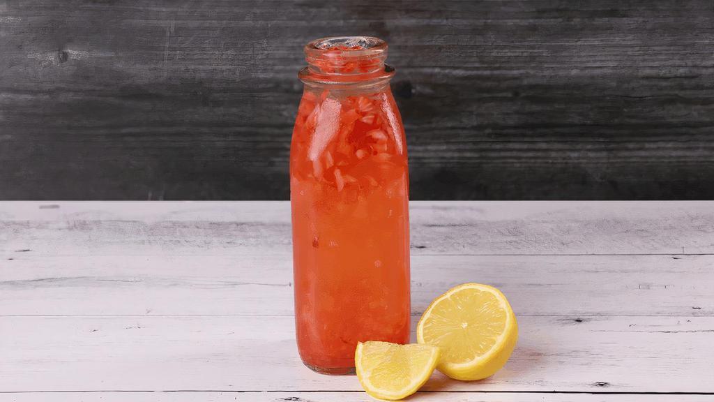 Strawberry Lemonade · A refreshing drink that combines sweet crushed strawberries and tangy lemonade. ICED LARGE ONLY