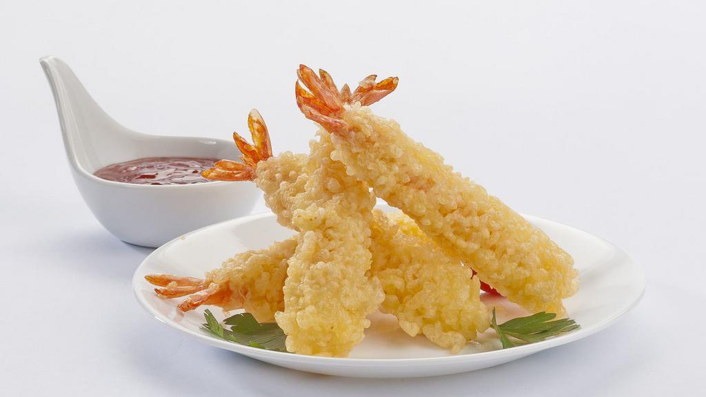 Shrimp Tempura Mix · Mouthwatering, juicy shrimp with mixed vegetables battered and deep-fried to perfection.