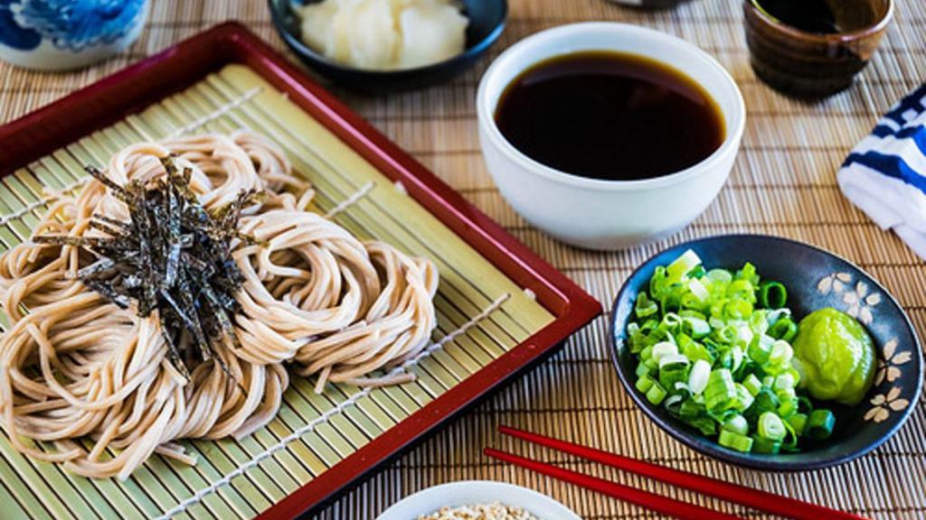 Cold Soba · Chilled buckwheat noodles, served cold with a side of dipping sauce.