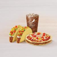 Mexican Pizza Combo · Includes one Mexican Pizza, two Crunchy Tacos Supreme®, and a large fountain drink.