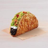 Black Bean Toasted Cheddar Chalupa · A Chalupa shell with 6-month aged cheddar toasted on the outside and with black beans, reduc...