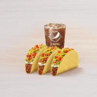 3 Crunchy Tacos Supreme® Combo · Served with a large drink and 3 tacos.