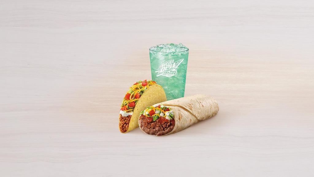 Burrito Supreme® Combo · Served with a large drink, beef burrito supreme and crunchy taco supreme.