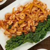 Spicy Shrimp  · Hibachi shrimp grilled with onions, scallions and yellow peppers in a spicy homemade sauce.....