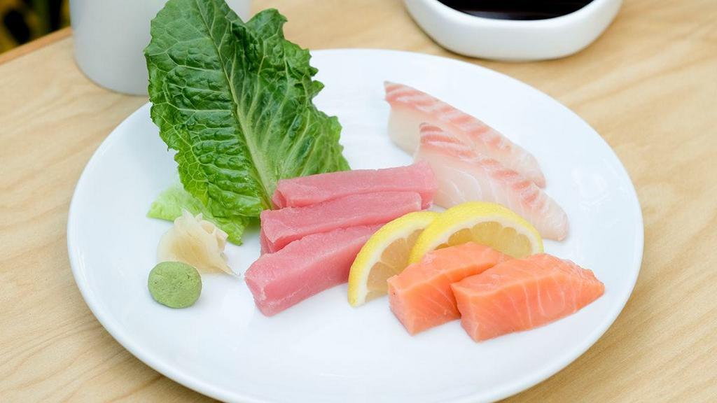 Sashimi Sampler · Tuna, salmon and snapper.