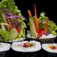 Vegetable Roll · Green leaf, avocado, cucumber, tomato,. red cabbage, pickled carrot.