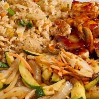 Spicy Hibachi Chicken · Chicken breast grilled with green onions and mushrooms in a special spicy homemade sauce.. 5...