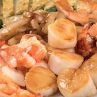 Ocean Treasure · Grilled cold water lobster tail with grilled sea scallops and colossal shrimp.. 5 course mea...
