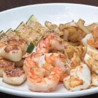 SURF SIDE · Grilled colossal shrimp, calamari and tender sea scallops.. 5 course meals served with. •BEN...
